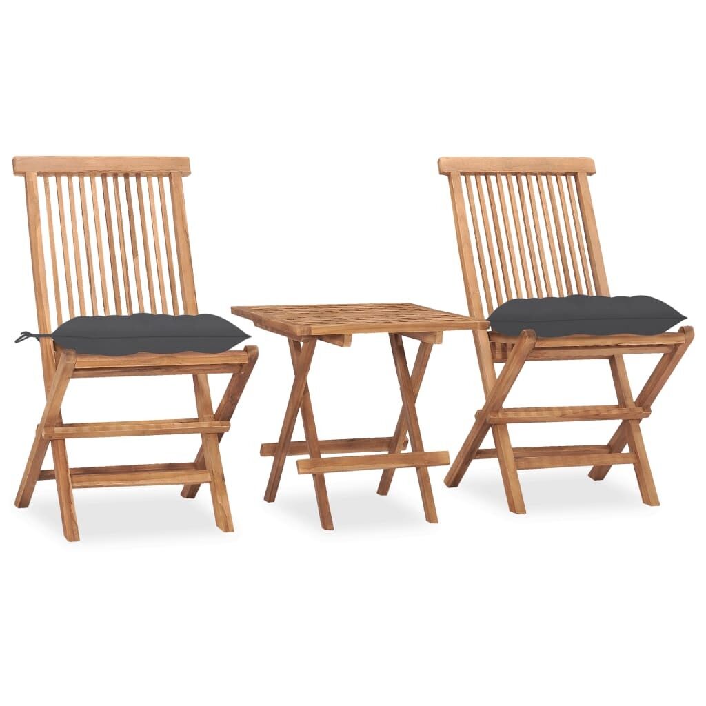 3 Piece Folding Outdoor Dining Set with Cushion Solid Wood Teak 3 Piece Folding Outdoor Dining Set with Cushion Solid Wood Teak