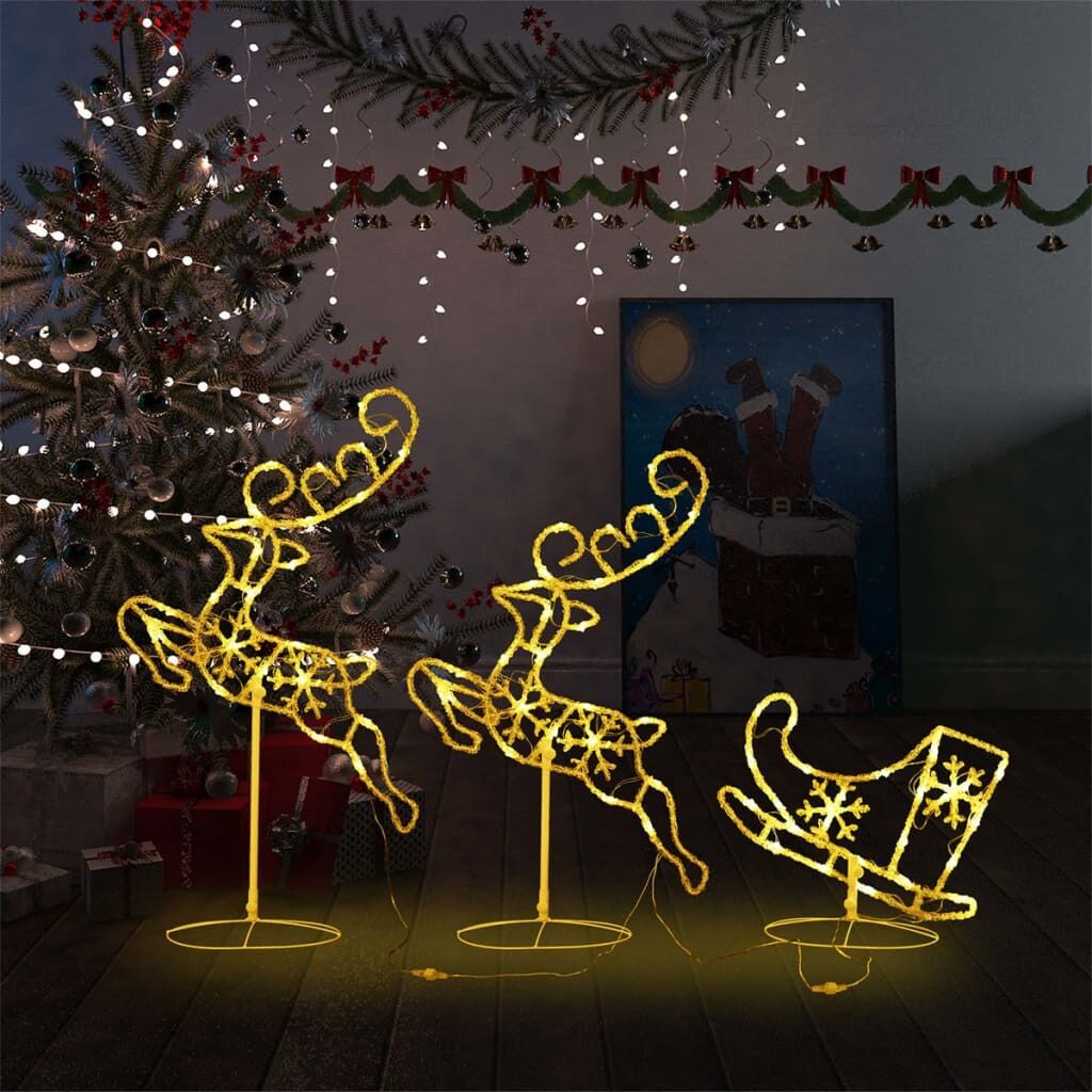 Acrylic Christmas Flying Reindeer&Sleigh 260x21x87cm Acrylic Christmas Flying Reindeer&Sleigh 260x21x87cm