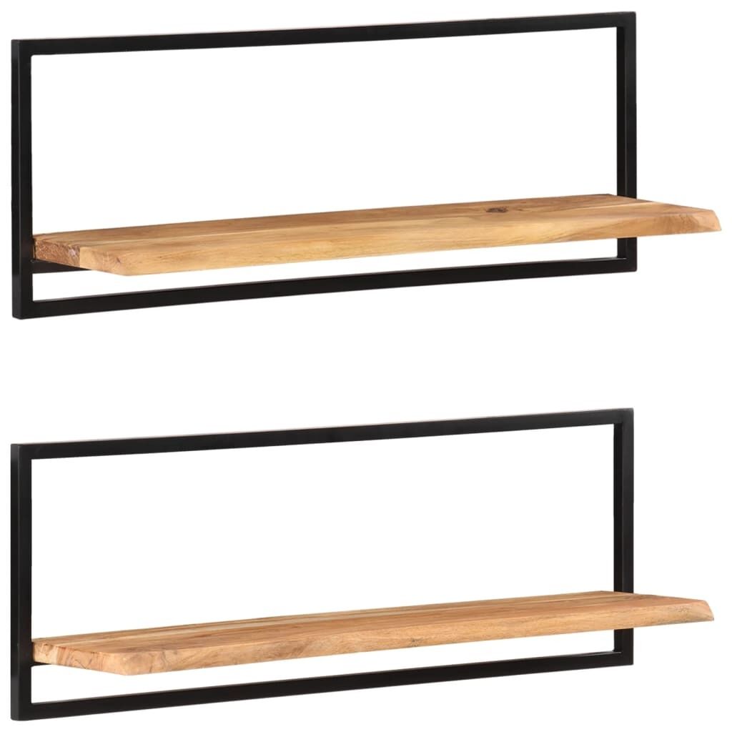 Wall Shelves 2 pcs Solid Wood Acacia and Steel Wall Shelves 2 pcs Solid Wood Acacia and Steel