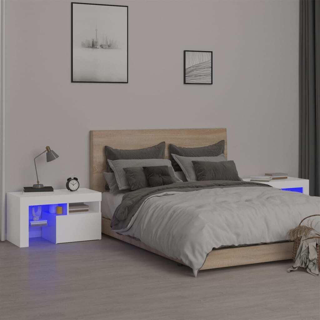 Northbrook Bedside Cabinets 2 pcs with LED Lights 70x36.5x40 cm Northbrook Bedside Cabinets 2 pcs with LED Lights 70x36.5x40 cm