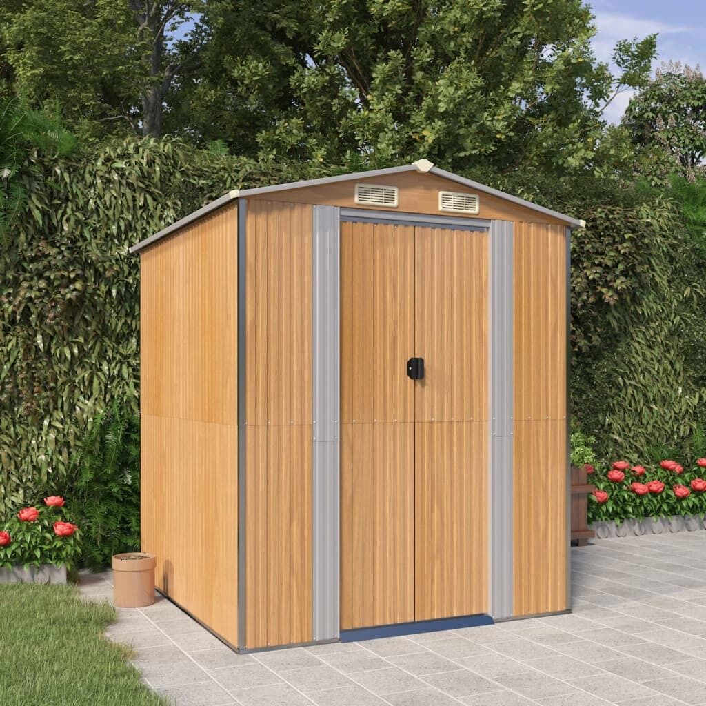 Garden Shed Light Brown Galvanised Steel Garden Shed Light Brown Galvanised Steel
