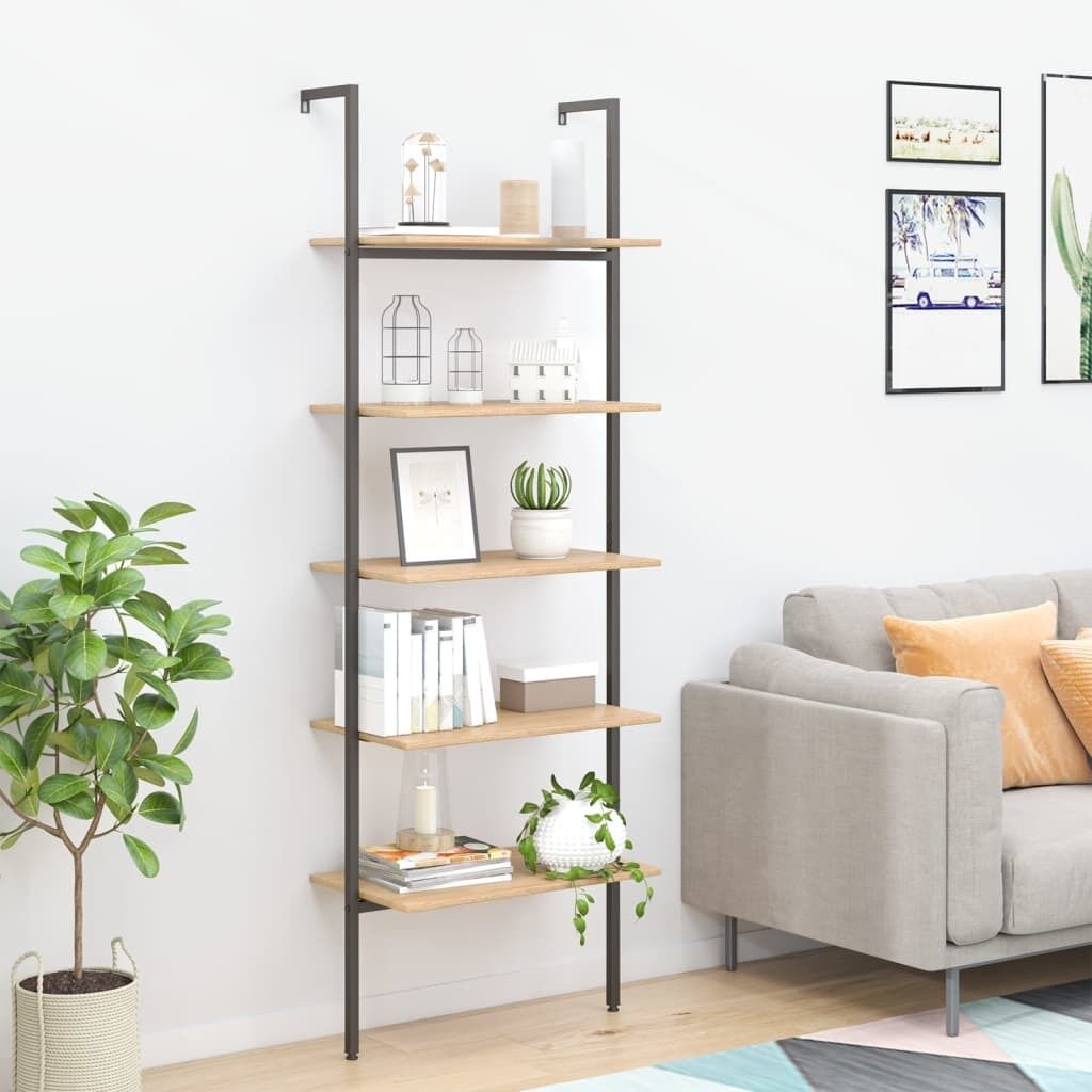 5-Tier Leaning Shelf and 64x35x185 cm 5-Tier Leaning Shelf and 64x35x185 cm