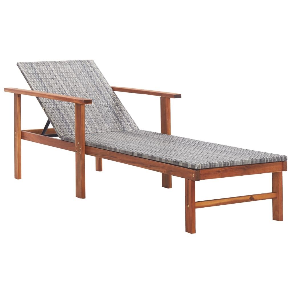 Sun Lounger Poly Rattan and Solid Acacia Wood Sun Lounger Poly Rattan and Solid Acacia Wood
