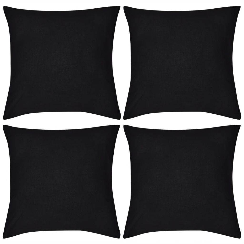 4 Black Cushion Covers Cotton 4 Black Cushion Covers Cotton