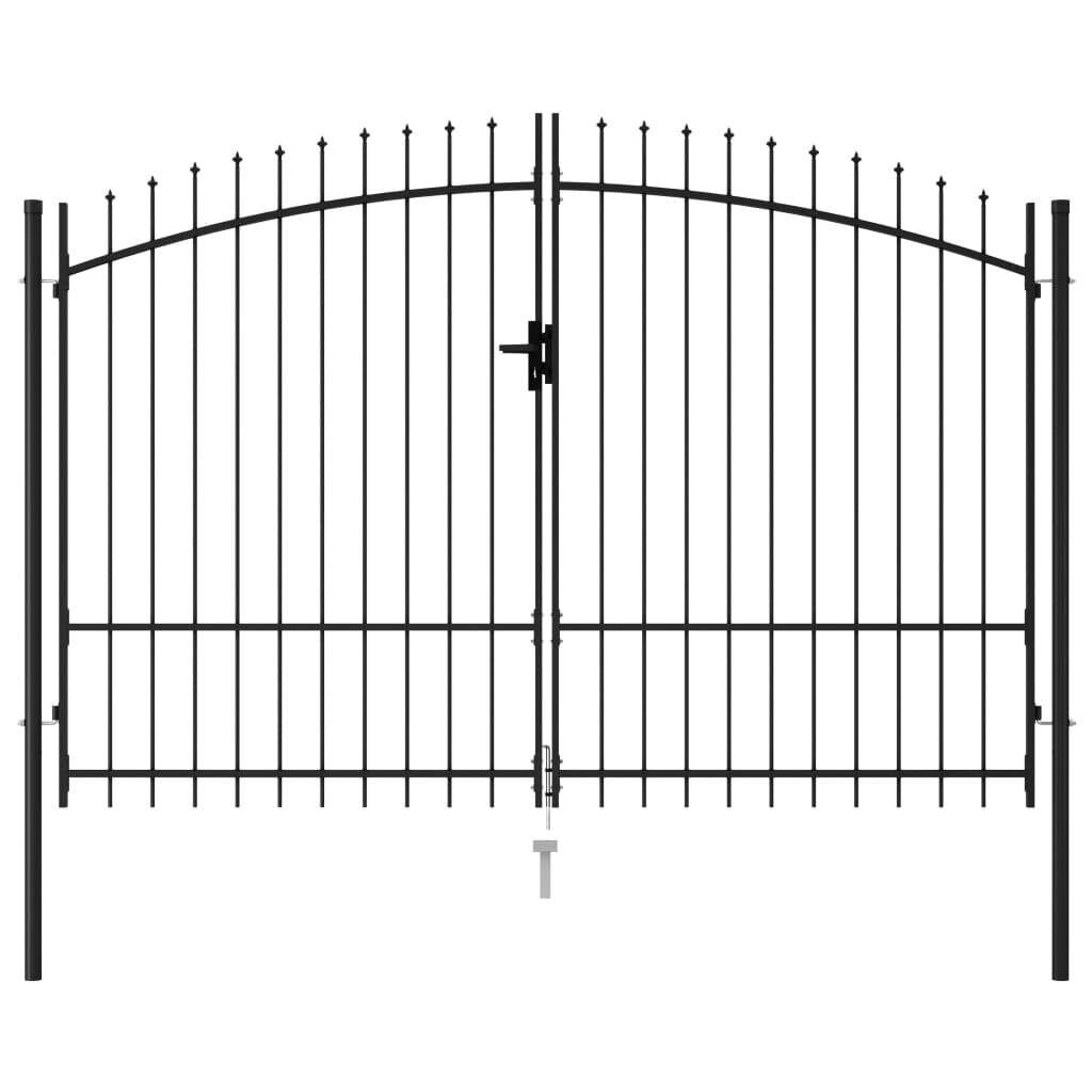 Fence Gate Double Door with Spike Top Steel Black Fence Gate Double Door with Spike Top Steel Black