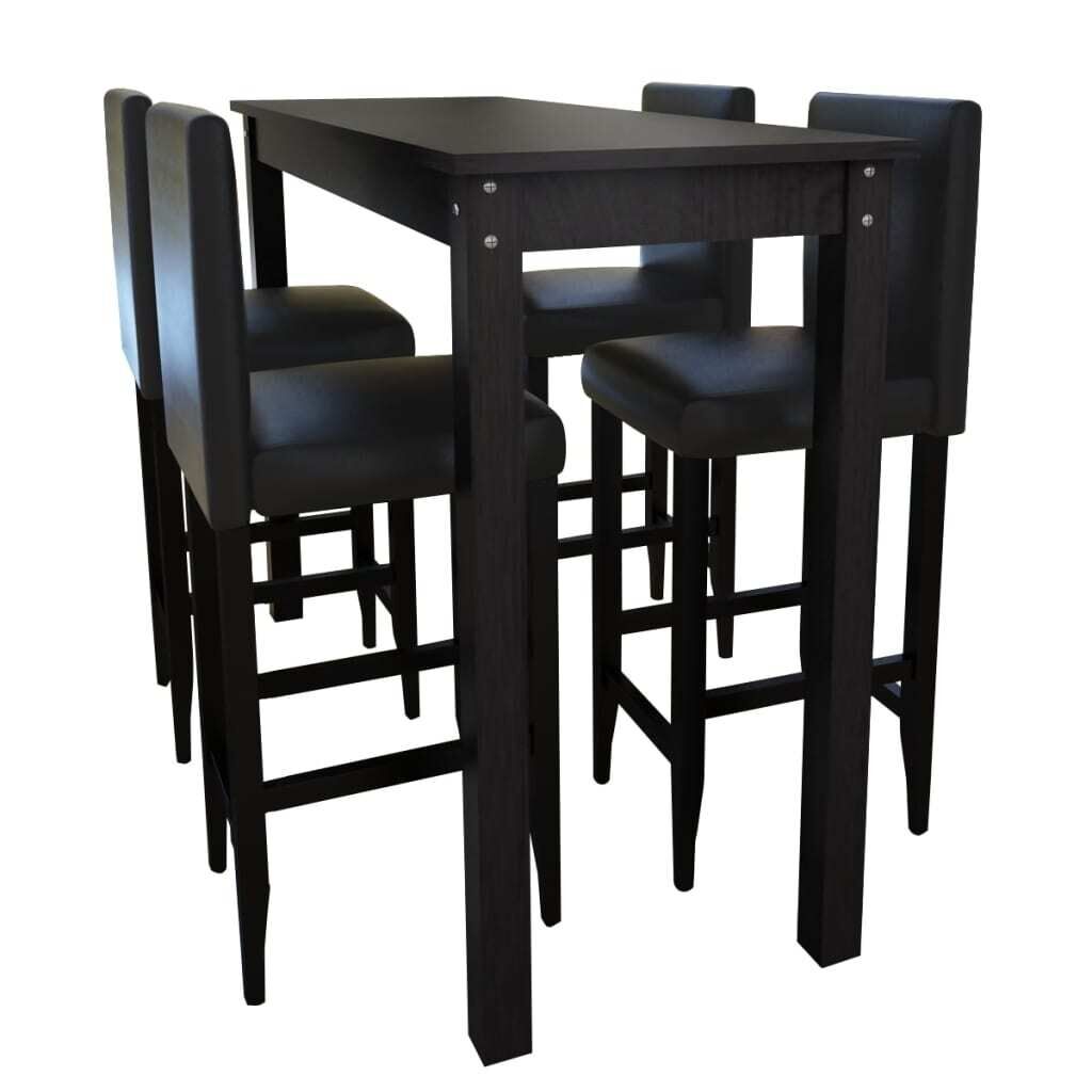 Bar Table with Bar Chairs Black Bar Table with Bar Chairs Black