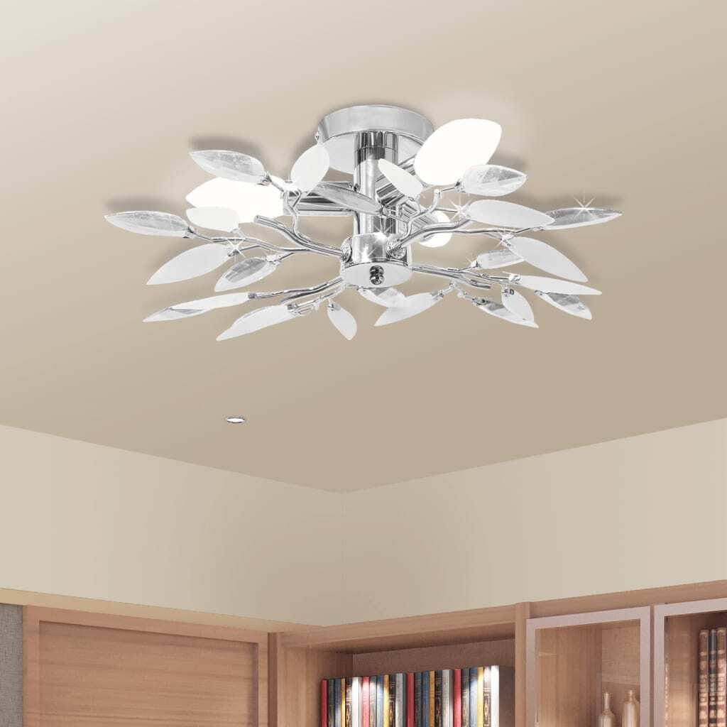 Ceiling Lamp Acrylic Crystal Leaf Arms 3 E14 Bulbs Ceiling Lamp Acrylic Crystal Leaf Arms 3 E14 Bulbs