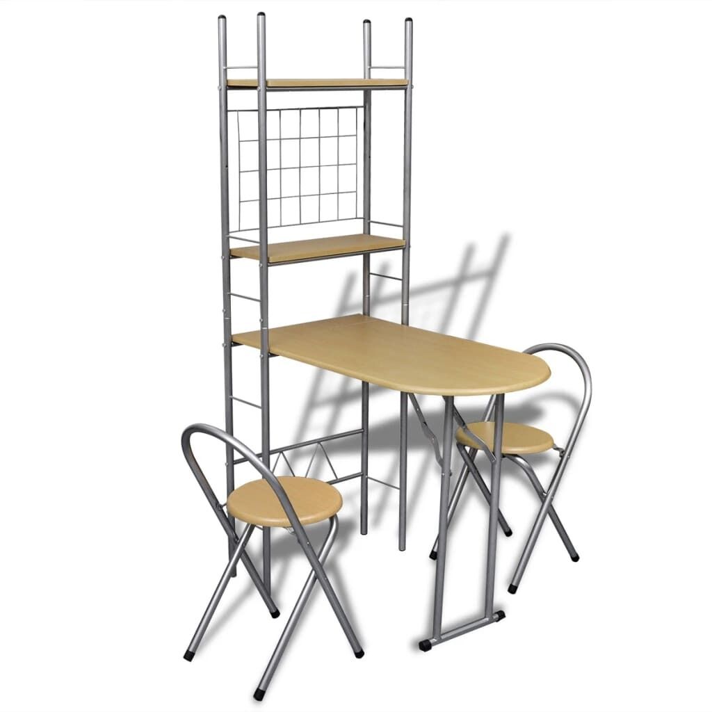 Foldable Breakfast Bar Set with 2 Chairs Foldable Breakfast Bar Set with 2 Chairs