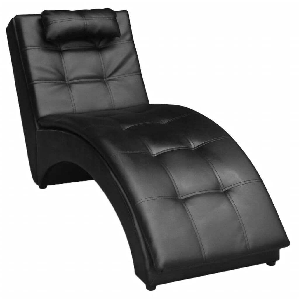 Chaise Longue with Pillow Faux Leather Chaise Longue with Pillow Faux Leather
