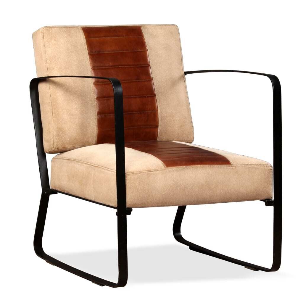 Lounge Chair Genuine Leather and Canvas Lounge Chair Genuine Leather and Canvas