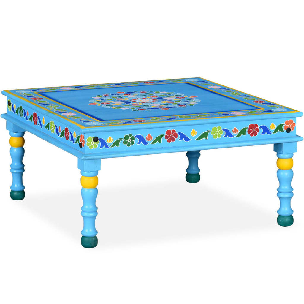 Coffee Table Solid Mango Wood Turquoise Hand Painted Coffee Table Solid Mango Wood Turquoise Hand Painted