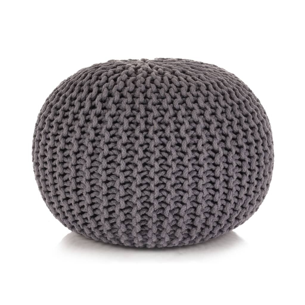 Hand-Knitted Pouffe Cotton 50x35 cm Hand-Knitted Pouffe Cotton 50x35 cm