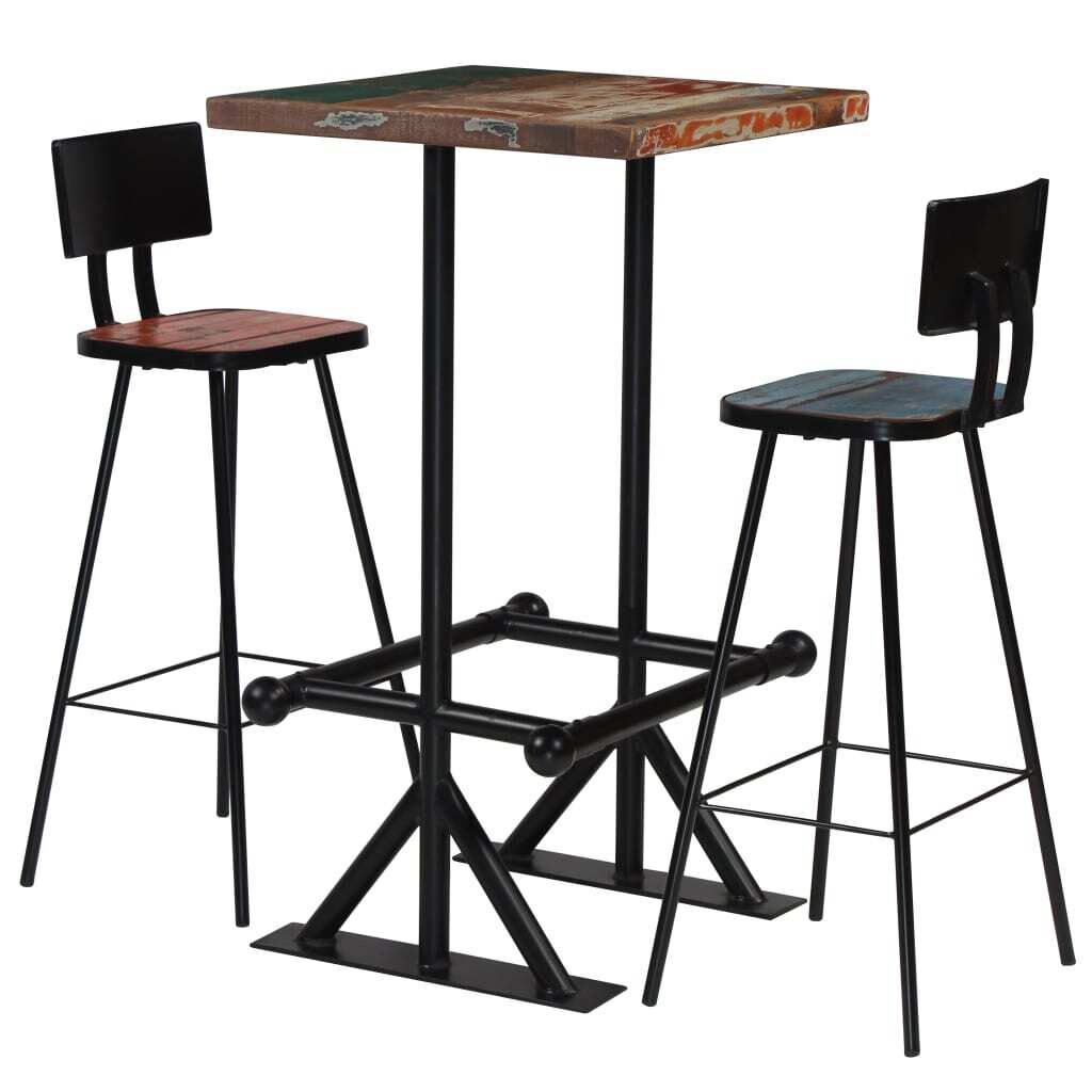 Bar Set Solid Reclaimed Wood Multicolour Bar Set Solid Reclaimed Wood Multicolour