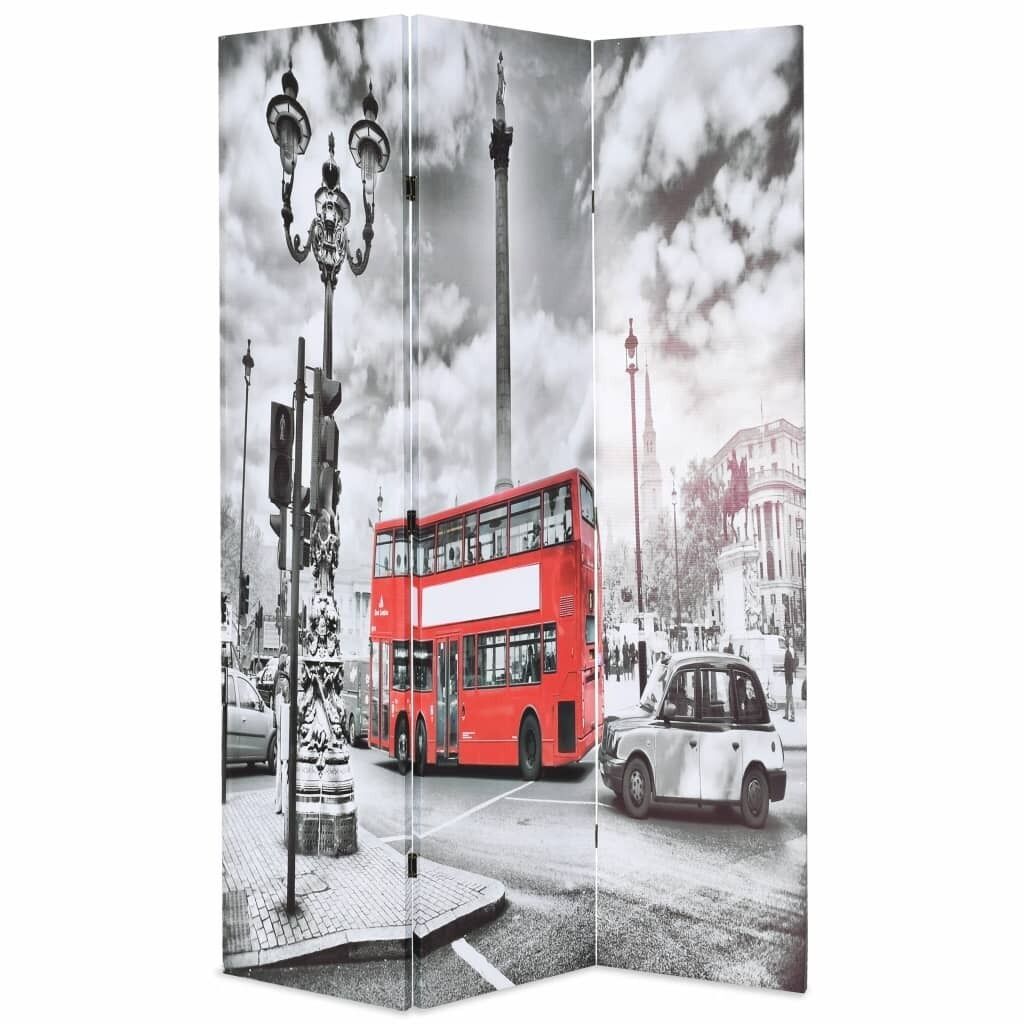 Connersville Folding Room Divider London Bus Black and White Connersville Folding Room Divider London Bus Black and White