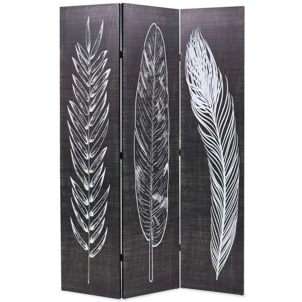 Hanover Folding Room Divider Feathers Black and White Hanover Folding Room Divider Feathers Black and White