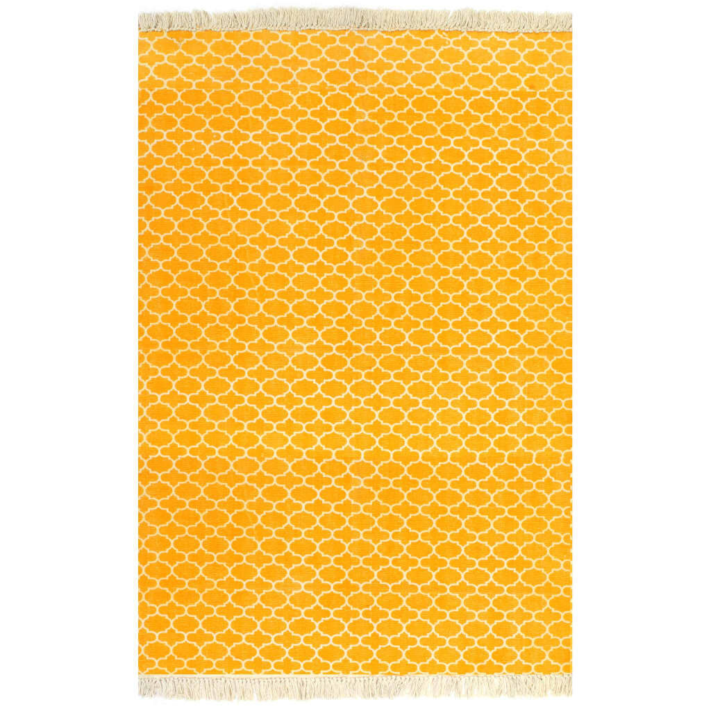 Kilim Rug Cotton with Pattern Yellow Kilim Rug Cotton with Pattern Yellow