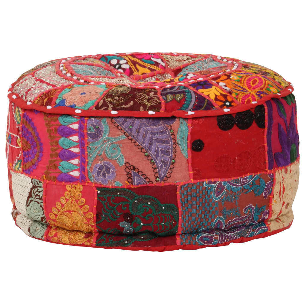 Patchwork Pouffe Round Cotton Handmade 40x20 cm Patchwork Pouffe Round Cotton Handmade 40x20 cm