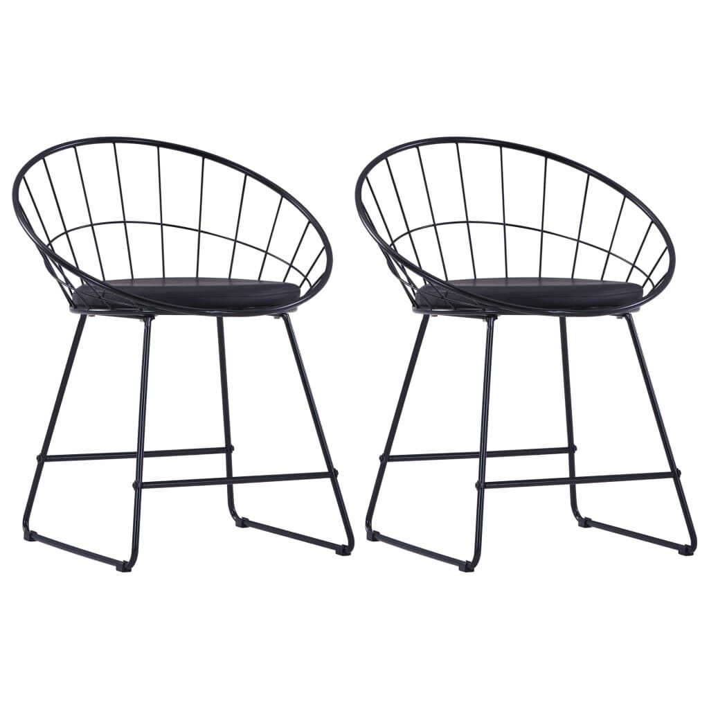 Dining Chairs with Faux Leather Seats Black Steel Dining Chairs with Faux Leather Seats Black Steel