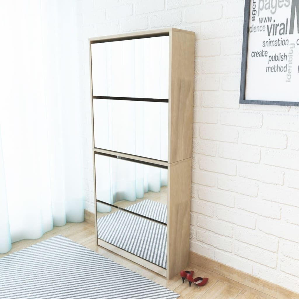 Shoe Cabinet 4-Layer Mirror 63x17x134 cm Shoe Cabinet 4-Layer Mirror 63x17x134 cm