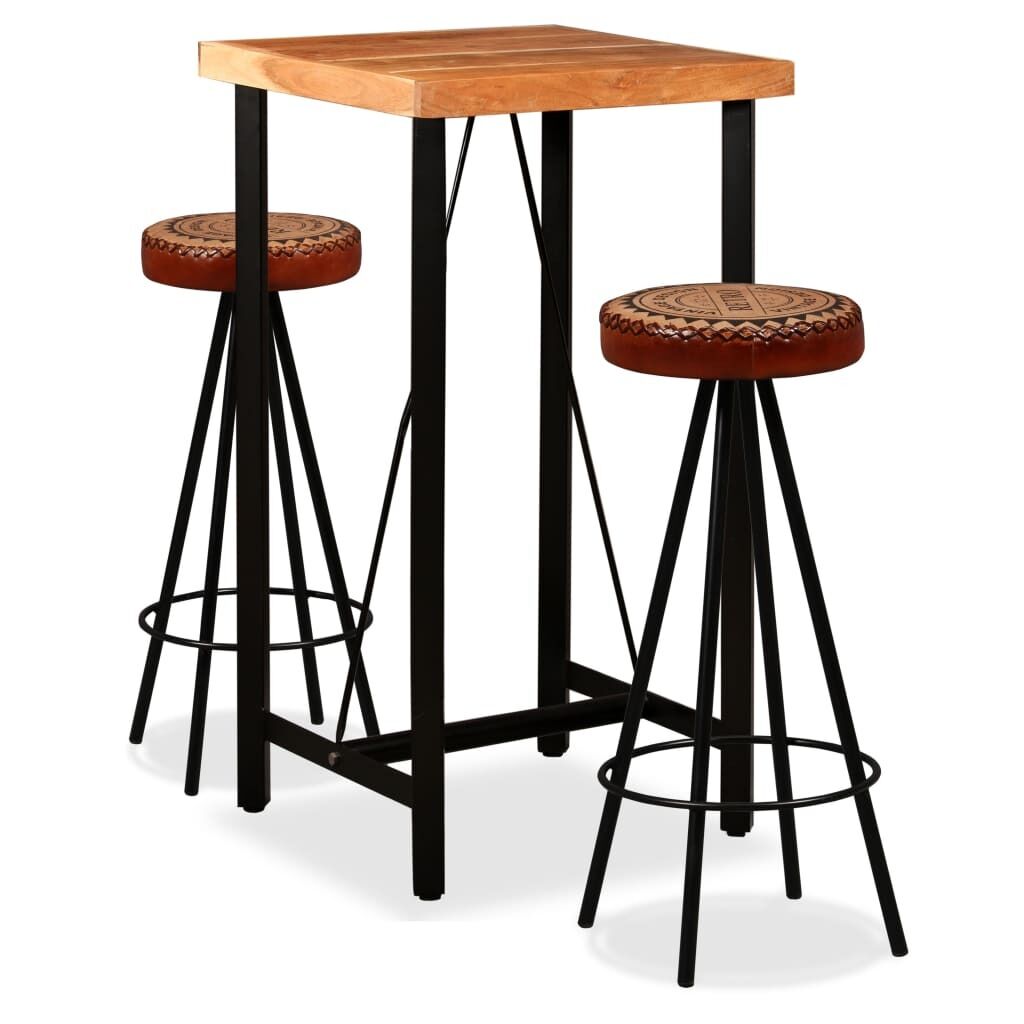 Bar Set Solid Wood Acacia. Genuine Leather & Canvas Bar Set Solid Wood Acacia. Genuine Leather & Canvas