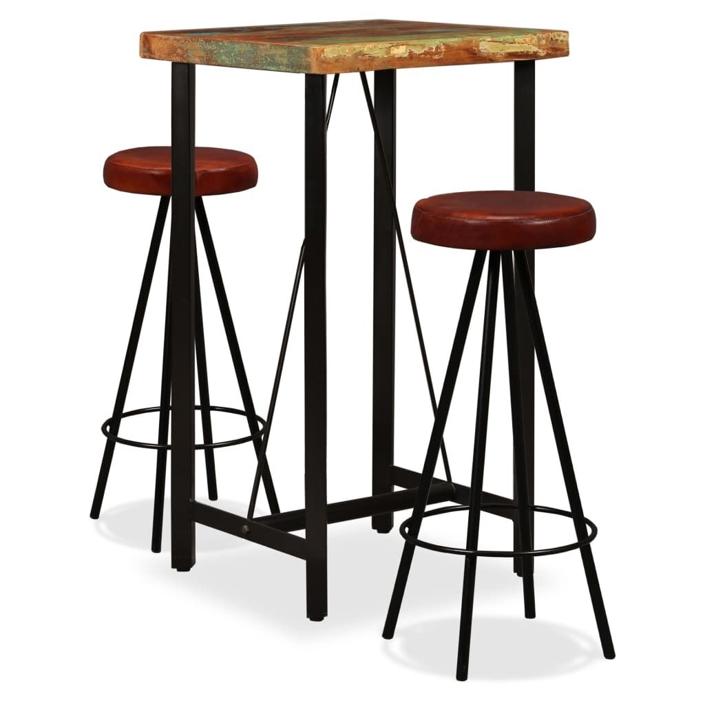 Bar Set Solid Wood Reclaimed and Genuine Leather Bar Set Solid Wood Reclaimed and Genuine Leather