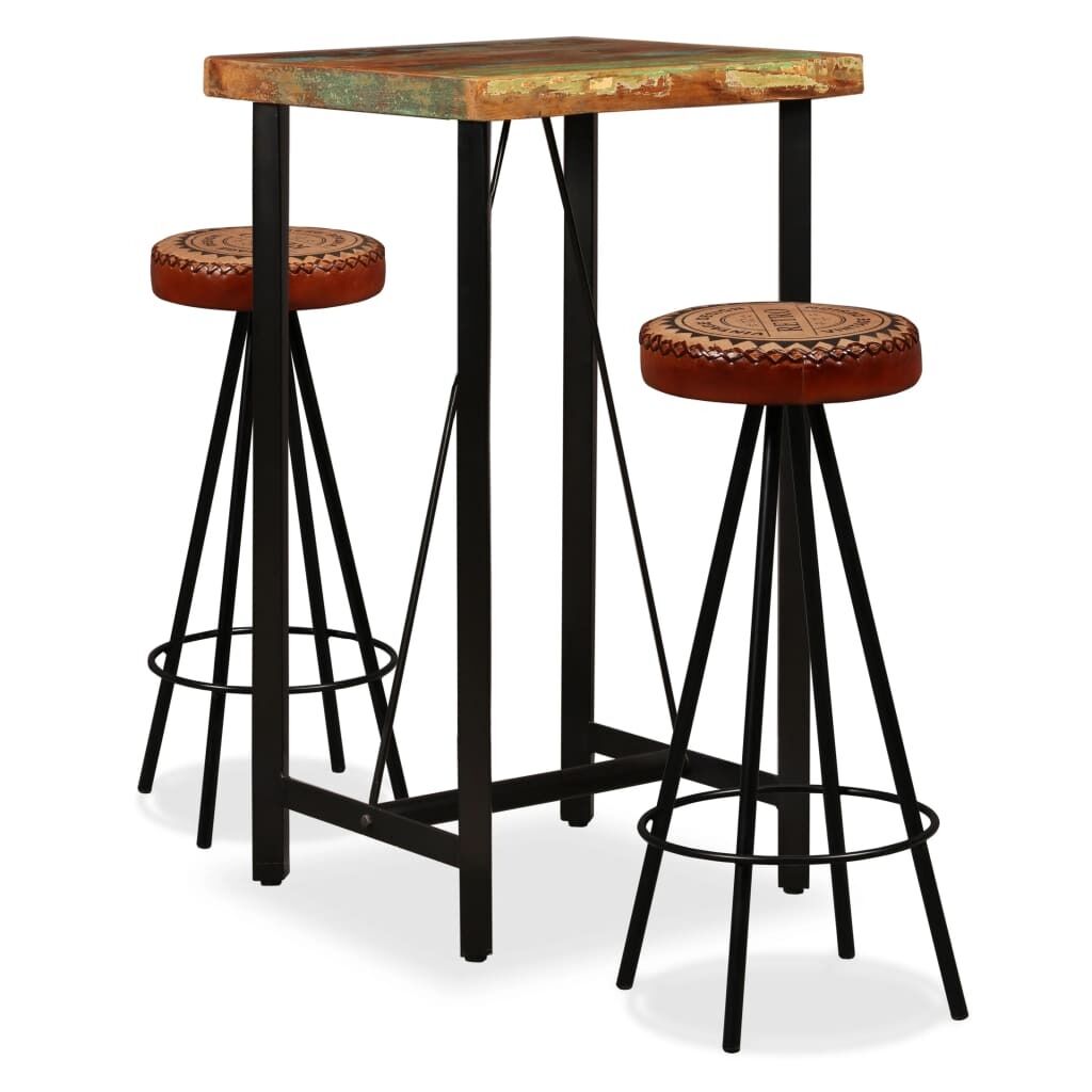 Bar Set Solid Wood Reclaimed. Genuine Leather & Canvas Bar Set Solid Wood Reclaimed. Genuine Leather & Canvas