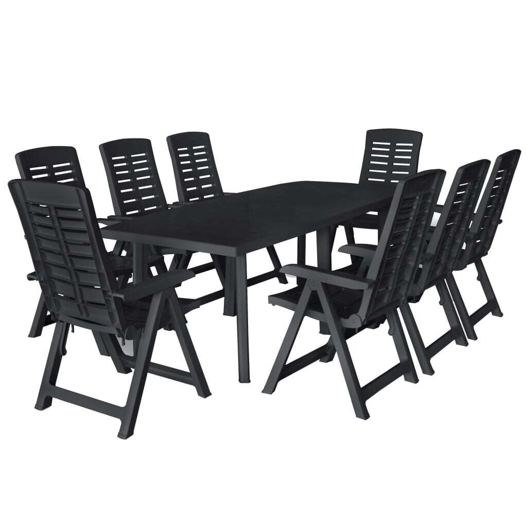 Outdoor Dining Set Plastic Anthracite Outdoor Dining Set Plastic Anthracite