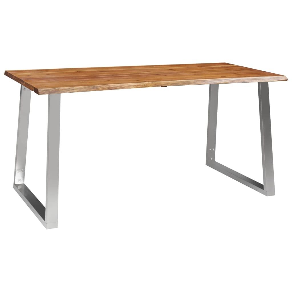 Dining Table Solid Acacia Wood and Stainless Steel Dining Table Solid Acacia Wood and Stainless Steel