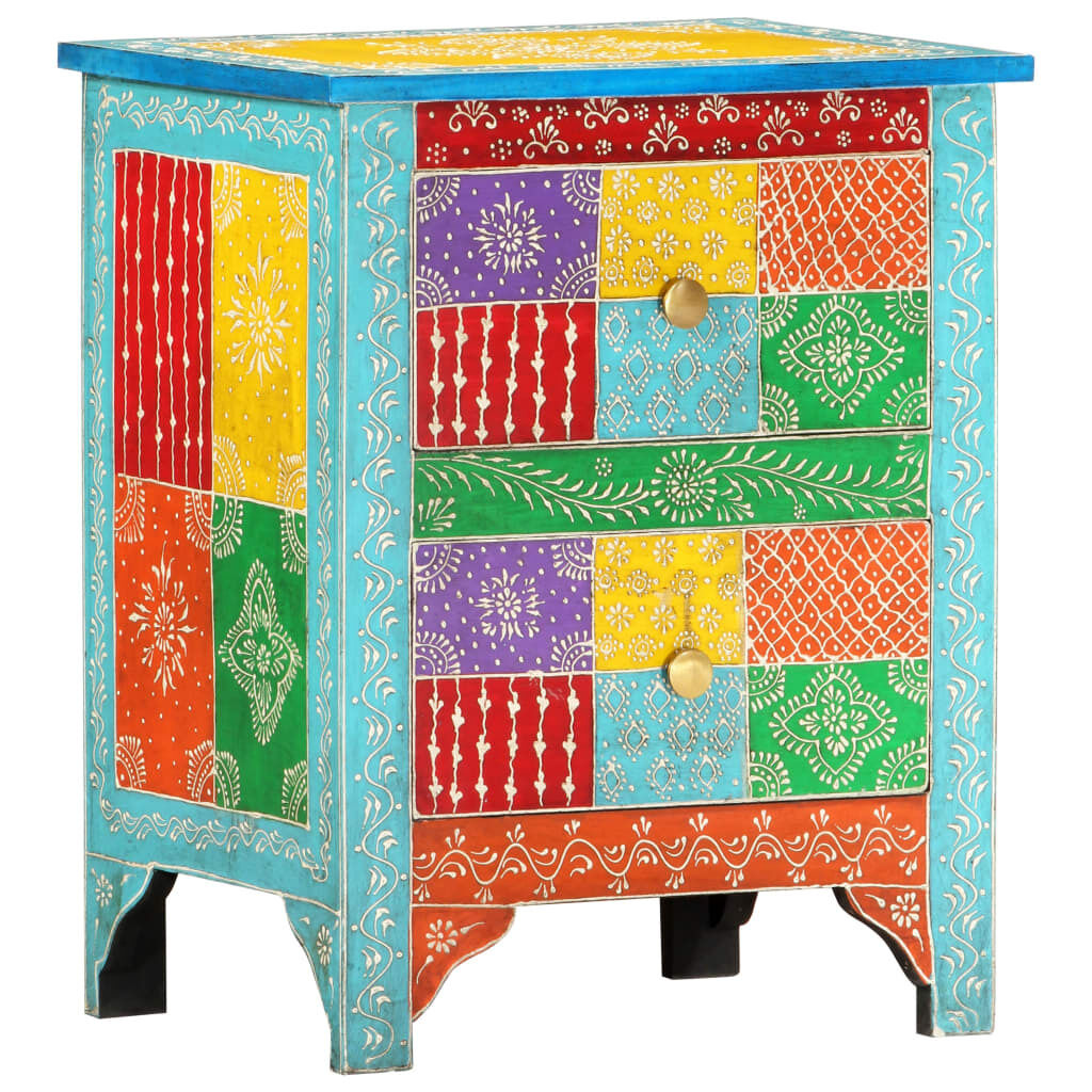 Stewart Hand Painted Bedside Cabinet 40x30x50 cm Solid Mango Wood Stewart Hand Painted Bedside Cabinet 40x30x50 cm Solid Mango Wood