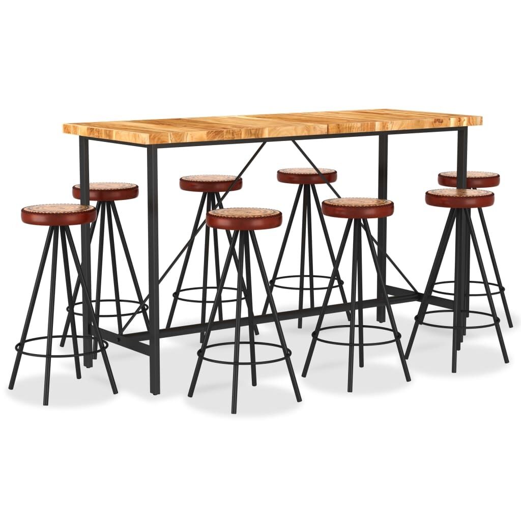 9 Piece Bar Set Solid Wood. Genuine Leather & Canvas 9 Piece Bar Set Solid Wood. Genuine Leather & Canvas