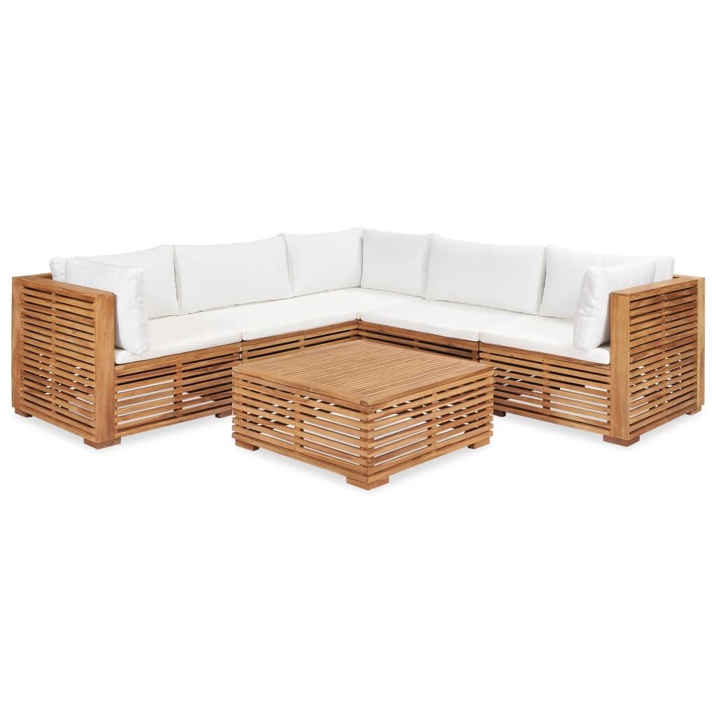Garden Lounge Set with Cushions Solid Teak Wood Garden Lounge Set with Cushions Solid Teak Wood
