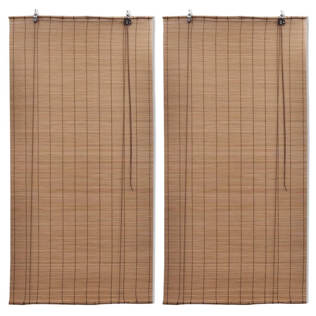 Bamboo Roller Blinds 2 pcs Brown Bamboo Roller Blinds 2 pcs Brown