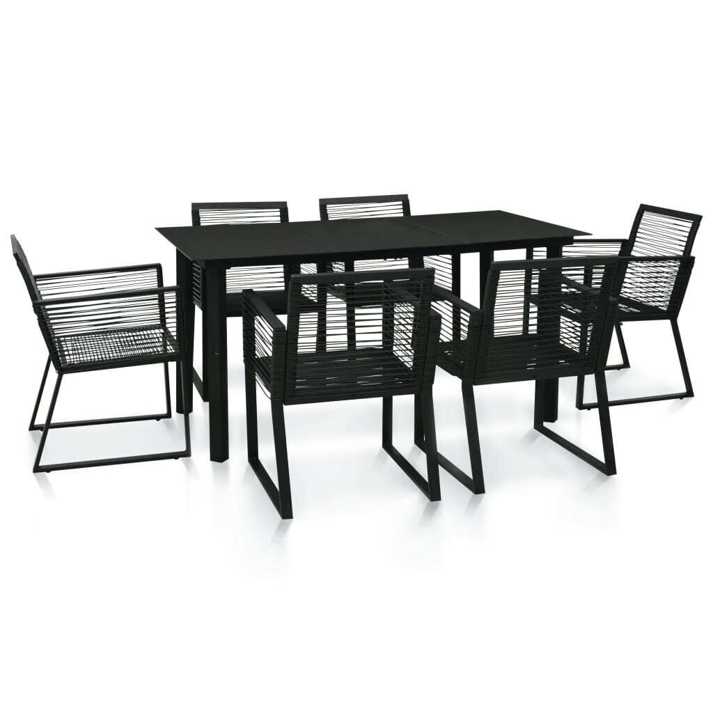 Outdoor Dining Set PVC Rattan Black Outdoor Dining Set PVC Rattan Black
