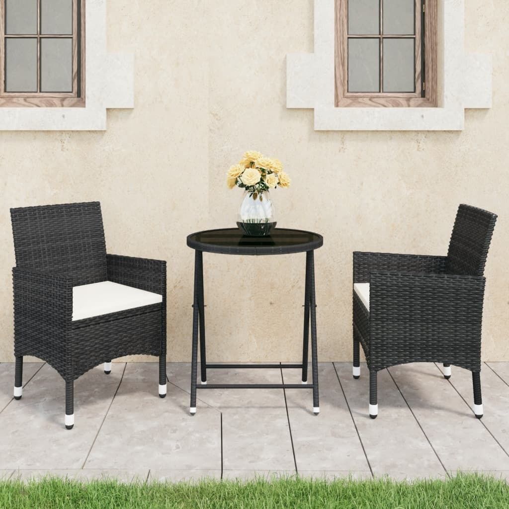 Garden Bistro Set Poly Rattan and Tempered Glass Garden Bistro Set Poly Rattan and Tempered Glass