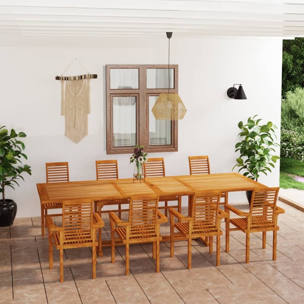 9 Piece Garden Dining Set Solid Teak Wood 9 Piece Garden Dining Set Solid Teak Wood