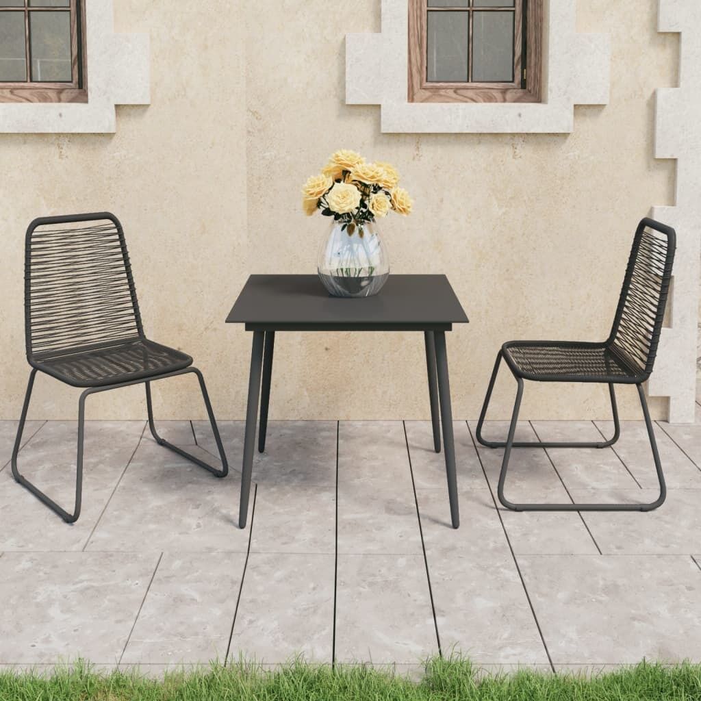 Garden Dining Set PVC Rattan Black Garden Dining Set PVC Rattan Black