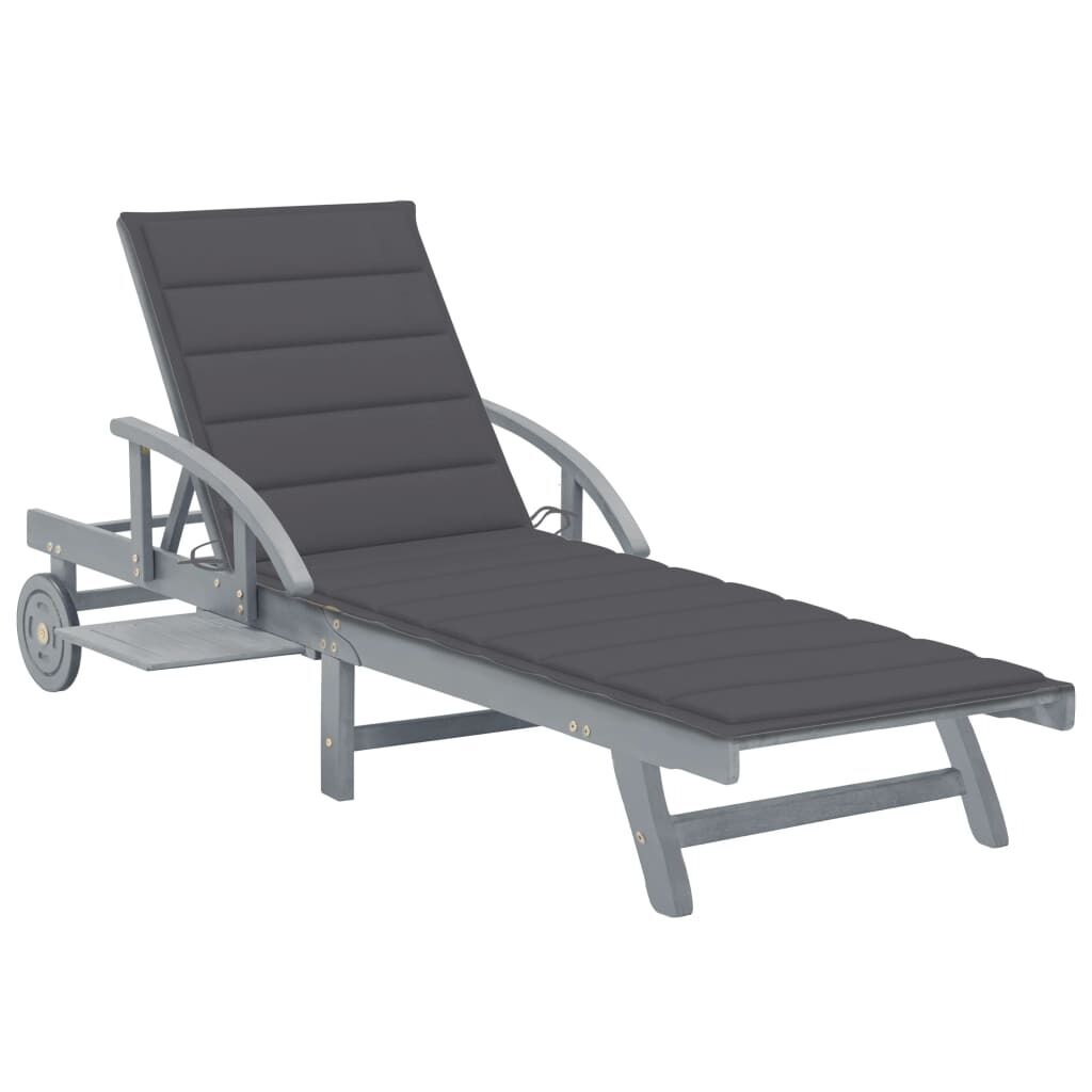 Garden Sun Lounger with Cushion Solid Acacia Wood Garden Sun Lounger with Cushion Solid Acacia Wood