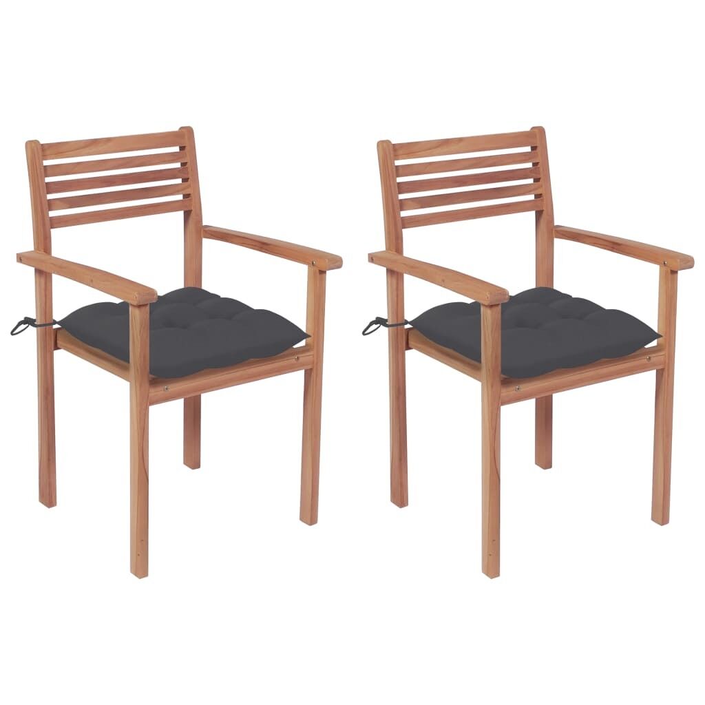 Garden Chairs with Anthracite Cushions Solid Teak Wood Garden Chairs with Anthracite Cushions Solid Teak Wood