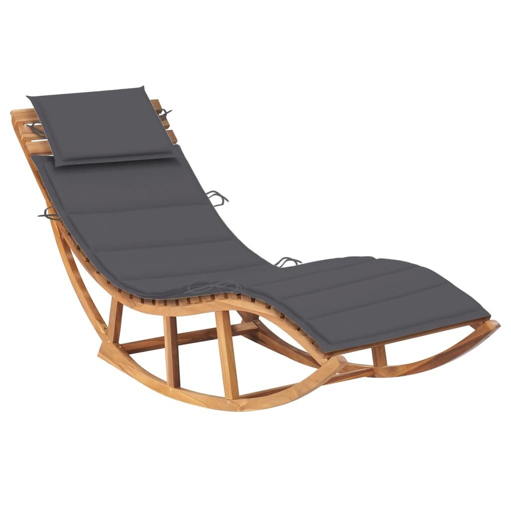 Rocking Sun Lounger with Cushion Solid Teak Wood Rocking Sun Lounger with Cushion Solid Teak Wood