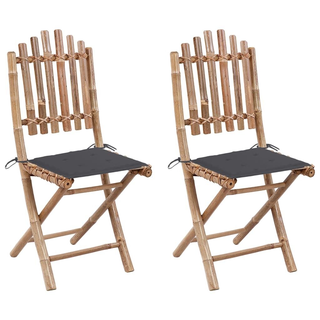 Folding Garden Chairs 2 pcs with Cushions Bamboo Folding Garden Chairs 2 pcs with Cushions Bamboo
