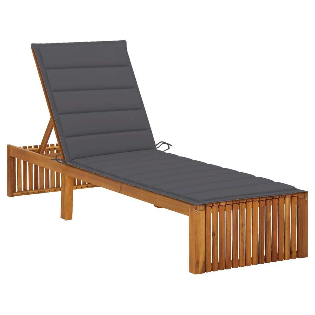Sun Lounger with Cushion Solid Acacia Wood Sun Lounger with Cushion Solid Acacia Wood