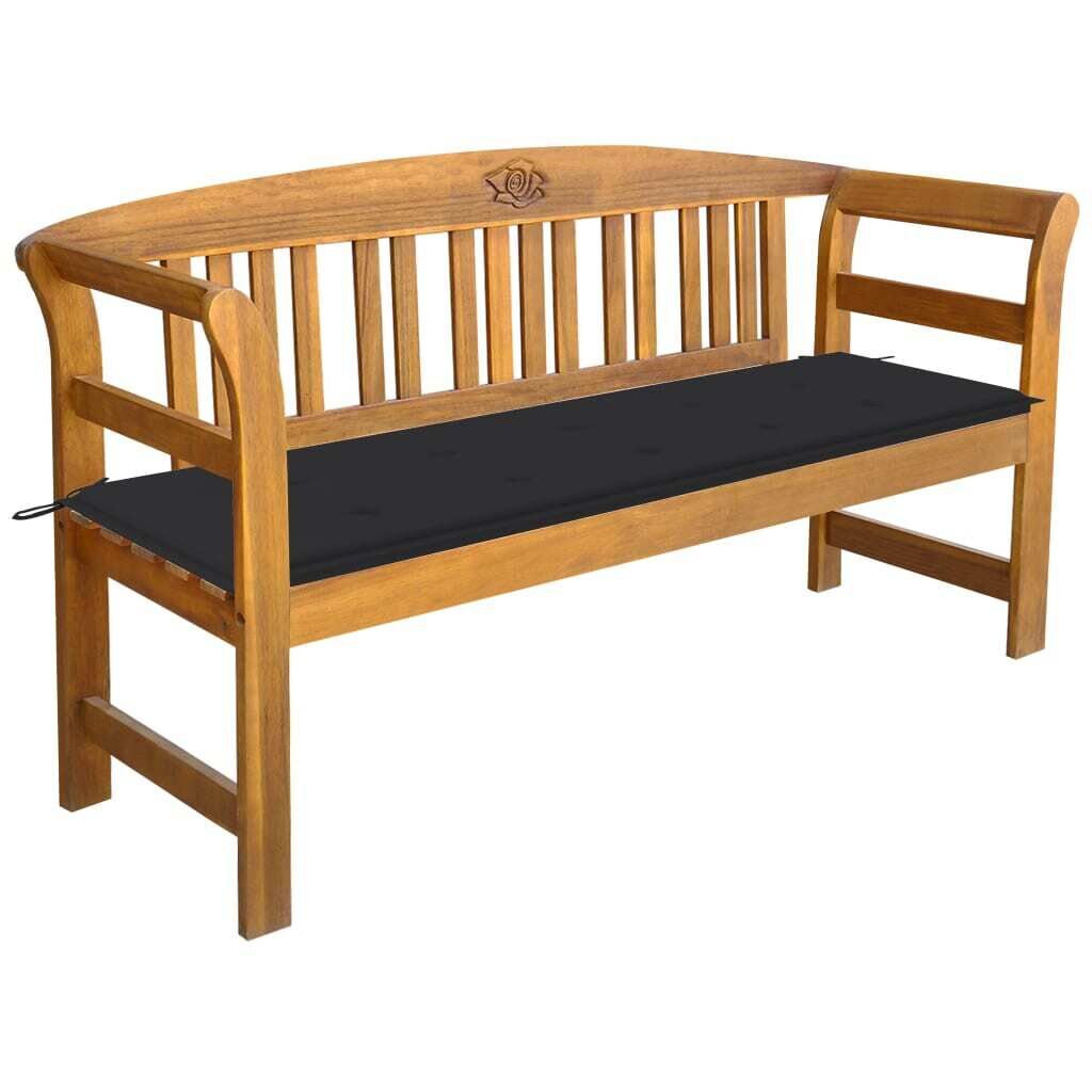 Garden Bench with Cushion Solid Acacia Wood Garden Bench with Cushion Solid Acacia Wood