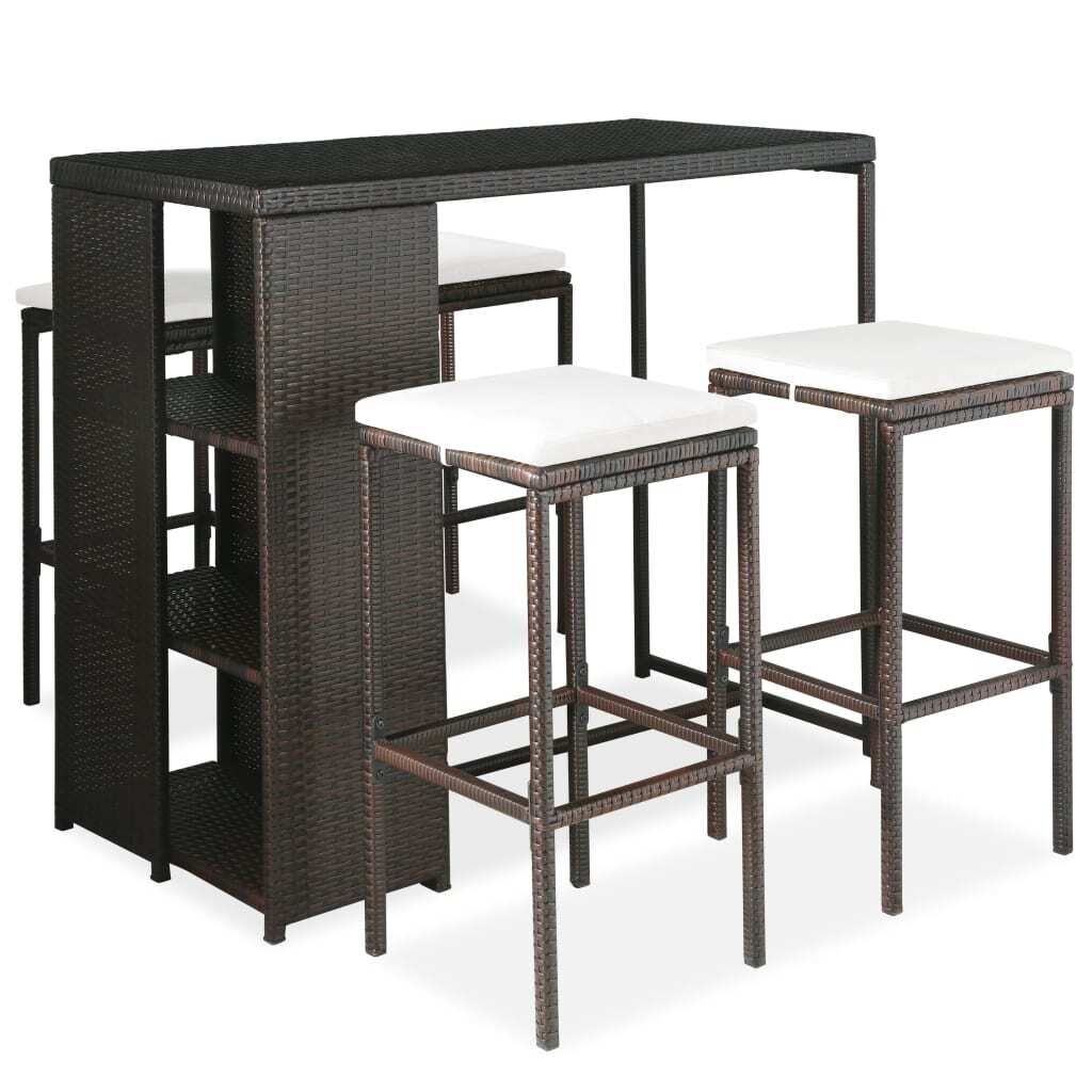5 Piece Garden Bar Set with Cushions Poly Rattan 5 Piece Garden Bar Set with Cushions Poly Rattan