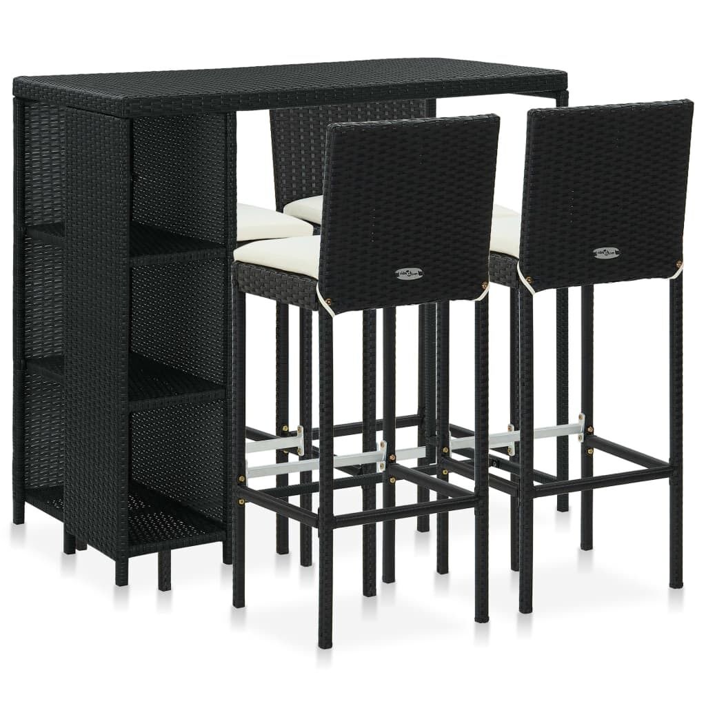 5 Piece Garden Bar Set with Cushions Poly Rattan 5 Piece Garden Bar Set with Cushions Poly Rattan