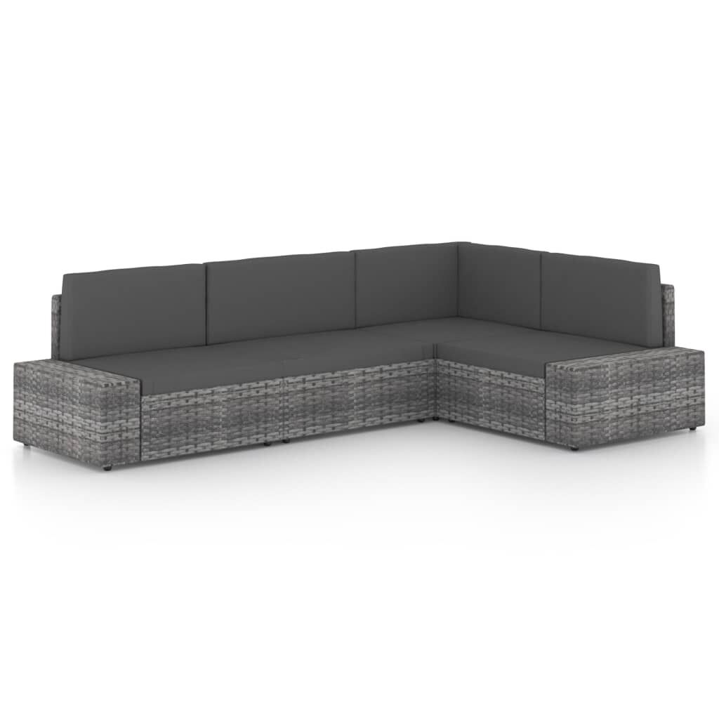 Garden Lounge Set with Cushions Grey Poly Rattan Garden Lounge Set with Cushions Grey Poly Rattan
