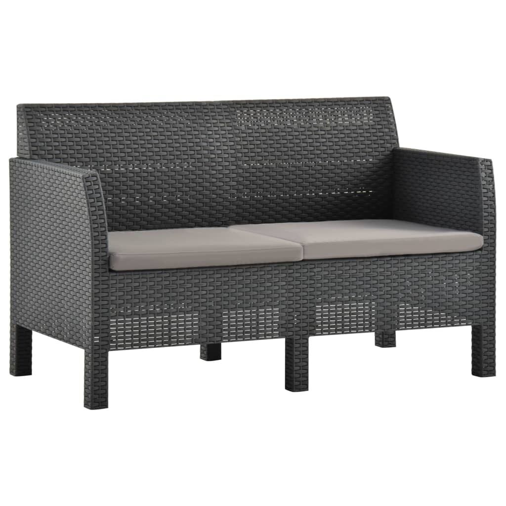 Garden Sofa with Cushions Anthracite PP Rattan Garden Sofa with Cushions Anthracite PP Rattan