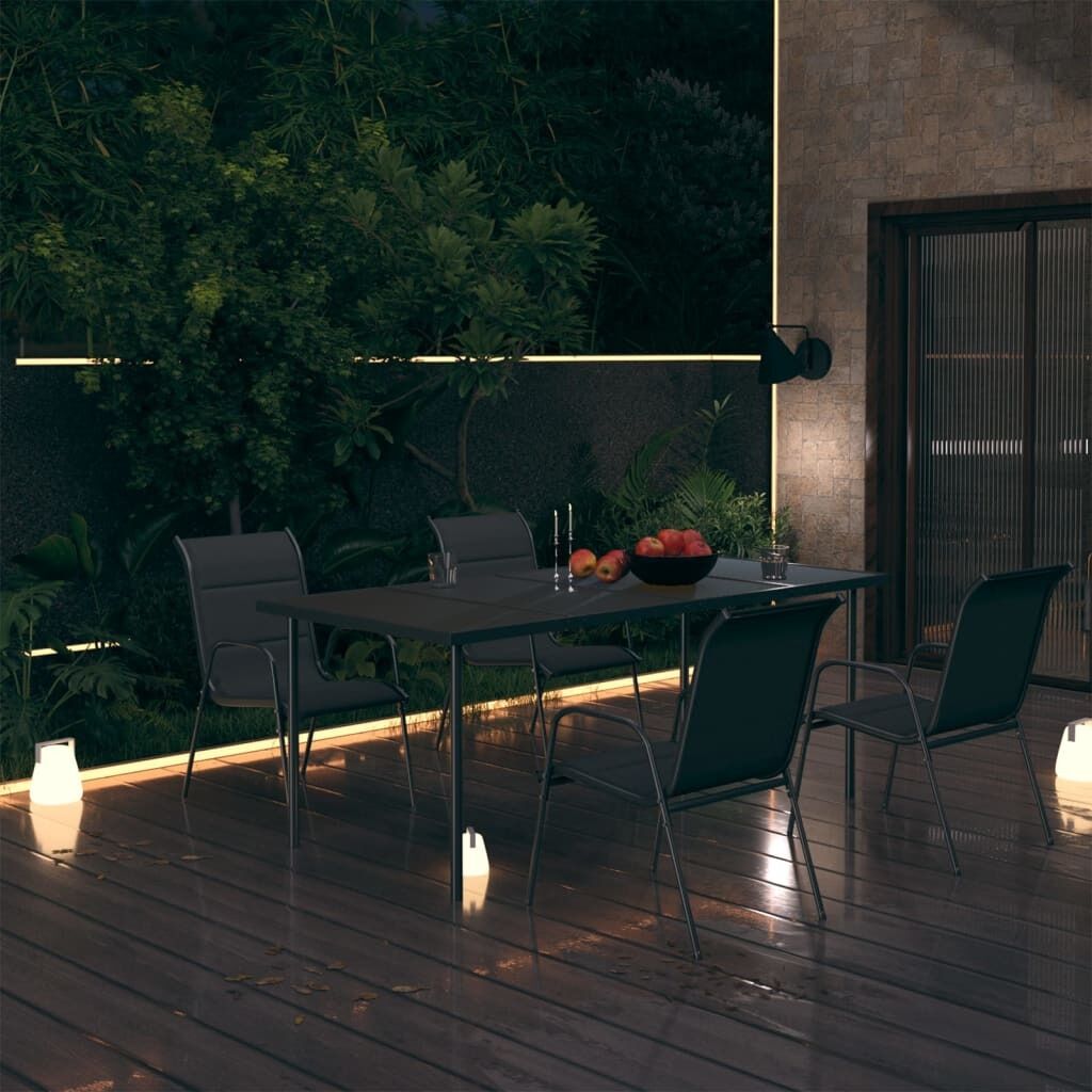 Outdoor Dining Set Steel Black Outdoor Dining Set Steel Black