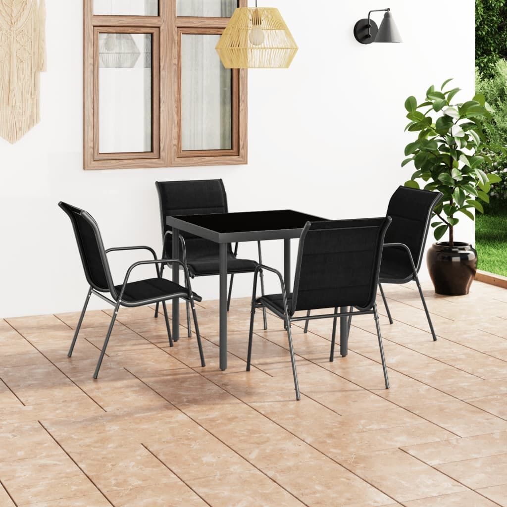 Outdoor Dining Set Steel Black Outdoor Dining Set Steel Black