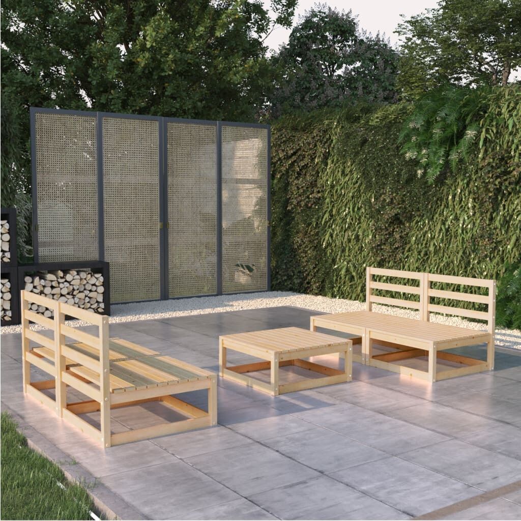 5 Piece Garden Lounge Set Solid Pinewood 5 Piece Garden Lounge Set Solid Pinewood