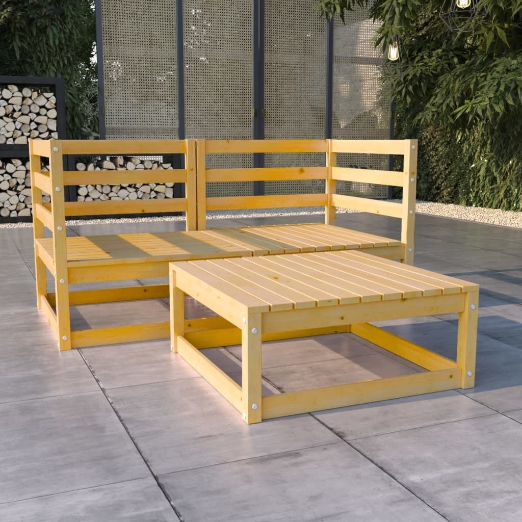 3 Piece Garden Lounge Set Solid Pinewood 3 Piece Garden Lounge Set Solid Pinewood